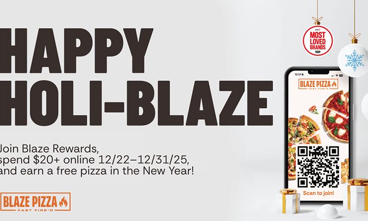 Blaze Pizza Celebrates Yelp’s Most Loved Brand Award With Free Pizza Offer To Thank Guests This Holiday Season and Beyond