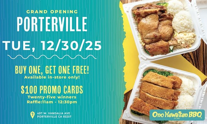 Ono Hawaiian BBQ Brings Island-Inspired Comfort Food to Porterville with New Restaurant Opening