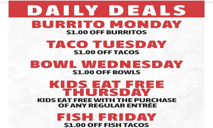 Chronic Tacos Redondo Beach Launches Daily Deals Lineup Featuring Burrito Monday, Taco Tuesday, and Kids Eat Free Thursday