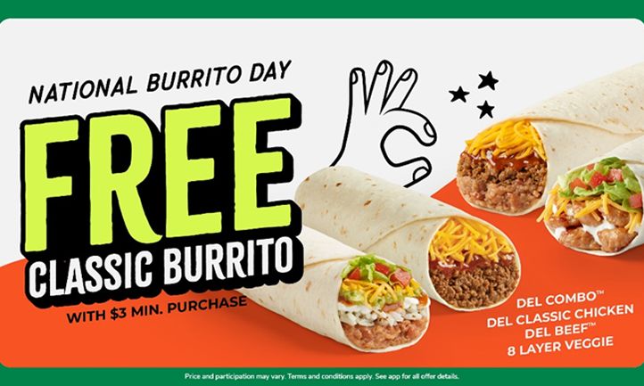 Del Taco Celebrates National Burrito Day With Free Classic Burritos