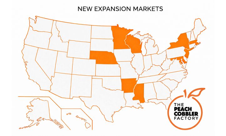 The Peach Cobbler Factory Announces Expansion into Seven New States: New Jersey, Pennsylvania, Nebraska, Rhode Island, Minnesota, Massachusetts, and Arkansas