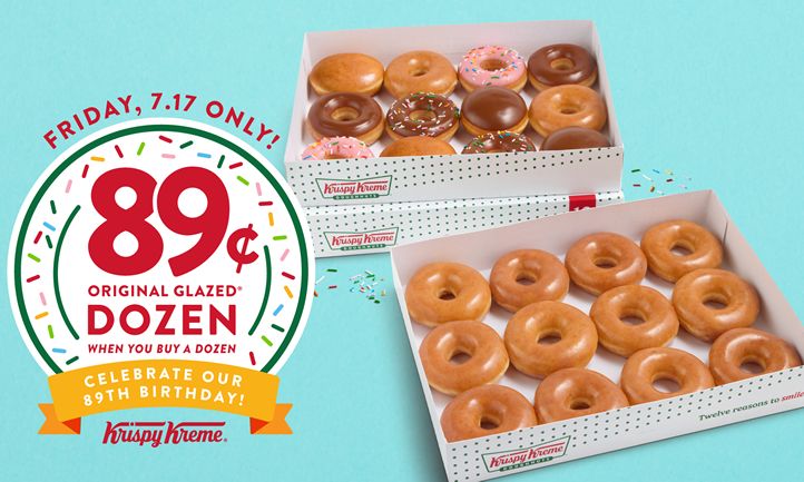 Krispy Kreme Celebrates 89th Birthday With 89-Cent Original Glazed Dozens on Friday, July 17